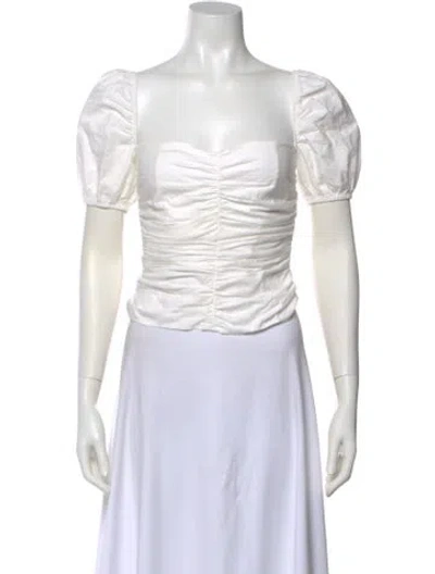 Pre-owned Reformation Square Neckline Short Sleeve Top In White