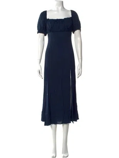 Pre-owned Reformation Square Neckline Short Sleeve Tunic In Blue