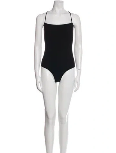 Pre-owned Reformation Square Neckline Sleeveless Bodysuit In Black