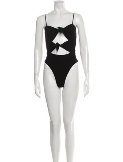 Pre-owned Reformation Square Neckline Sleeveless Bodysuit In Black