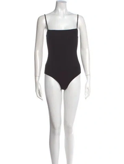 Pre-owned Reformation Square Neckline Sleeveless Bodysuit In Black