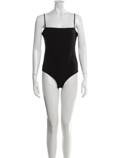 Pre-owned Reformation Square Neckline Sleeveless Bodysuit In Black