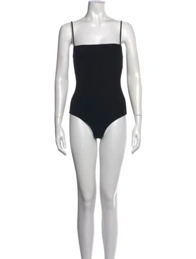 Pre-owned Reformation Square Neckline Sleeveless Bodysuit In Black
