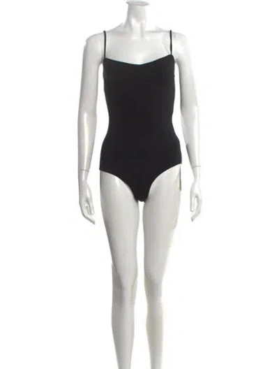 Pre-owned Reformation Square Neckline Sleeveless Bodysuit In Black