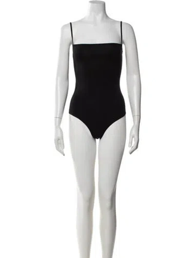 Pre-owned Reformation Square Neckline Sleeveless Bodysuit In Black