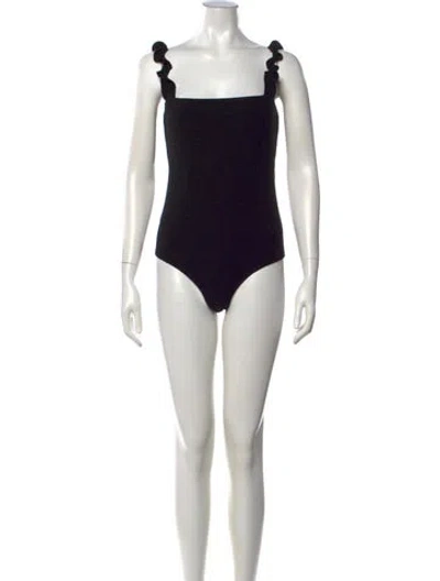 Pre-owned Reformation Square Neckline Sleeveless Bodysuit In Black
