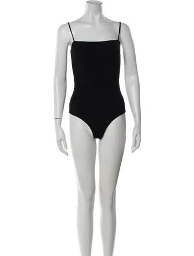 Pre-owned Reformation Square Neckline Sleeveless Bodysuit In Black