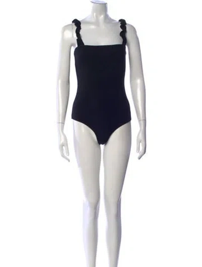 Pre-owned Reformation Square Neckline Sleeveless Bodysuit In Black