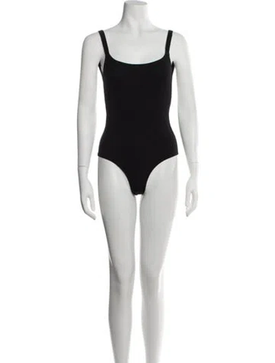Pre-owned Reformation Square Neckline Sleeveless Bodysuit In Black