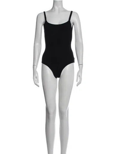 Pre-owned Reformation Square Neckline Sleeveless Bodysuit In Black