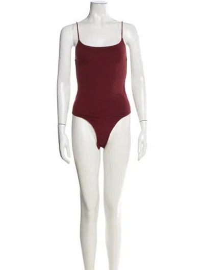 Pre-owned Reformation Square Neckline Sleeveless Bodysuit In Red