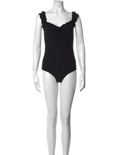 Pre-owned Reformation Square Neckline Sleeveless Bodysuit W/ Tags In Black
