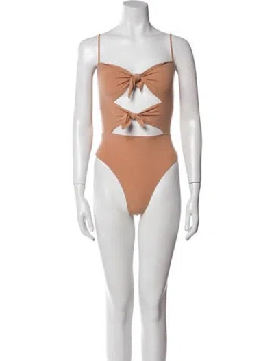 Pre-owned Reformation Square Neckline Sleeveless Bodysuit W/ Tags In Brown