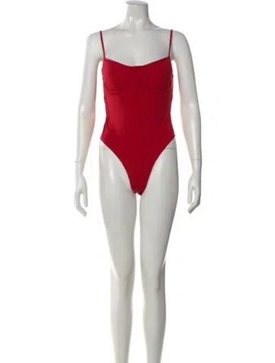 Pre-owned Reformation Square Neckline Sleeveless Bodysuit W/ Tags In Red