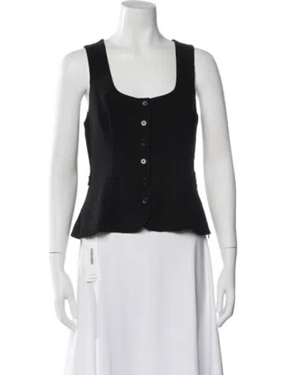 Pre-owned Reformation Square Neckline Sleeveless Button-up Top In Black