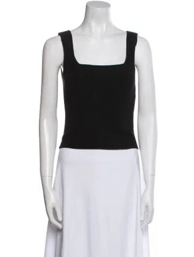 Pre-owned Reformation Square Neckline Sleeveless Crop Top In Black