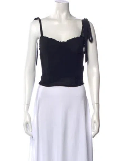 Pre-owned Reformation Square Neckline Sleeveless Crop Top In Black