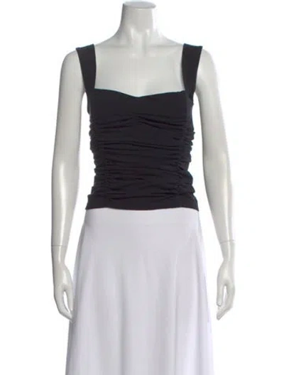 Pre-owned Reformation Square Neckline Sleeveless Crop Top In Black