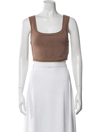 Pre-owned Reformation Square Neckline Sleeveless Crop Top In Brown