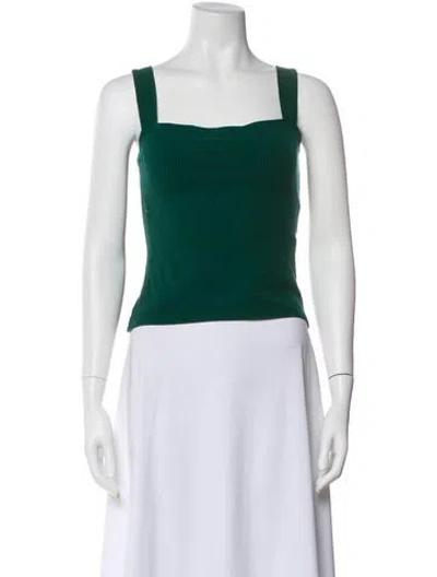 Pre-owned Reformation Square Neckline Sleeveless Crop Top In Green