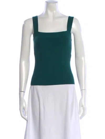 Pre-owned Reformation Square Neckline Sleeveless Crop Top In Green