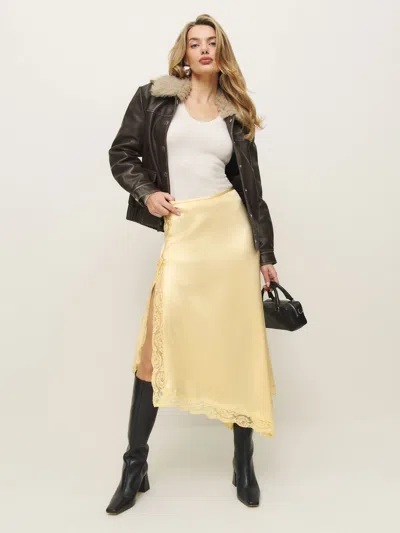 Reformation Stacia Satin Skirt In Blonde