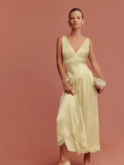 Reformation Stasia Silk Dress In Blonde