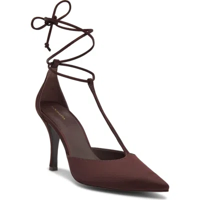 Reformation Stassie Ankle Wrap Pointed Toe Pump In Brown