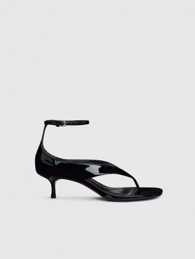 Reformation Stef Heeled Sandal Black Patent 7.5 In Multi