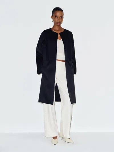 Reformation Stella Satin Coat Black Large
