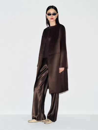 Reformation Stella Satin Coat Brown Xl
