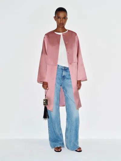 Reformation Stella Satin Coat Pink Large