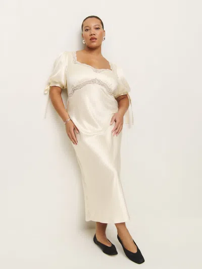 Reformation Stella Silk Dress Es In Ivory