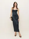 Reformation Stormi Satin Dress In Midnight