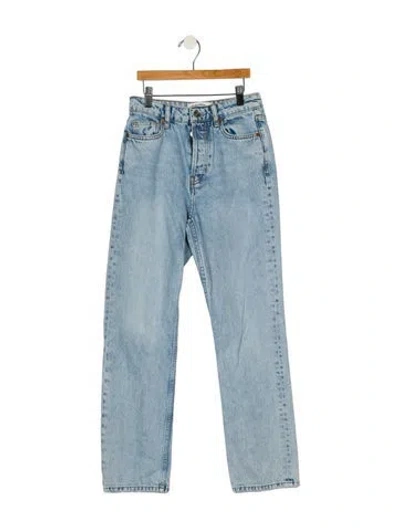 Pre-owned Reformation Straight Leg Pants In Blue