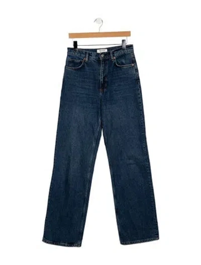 Pre-owned Reformation Straight Leg Pants In Blue