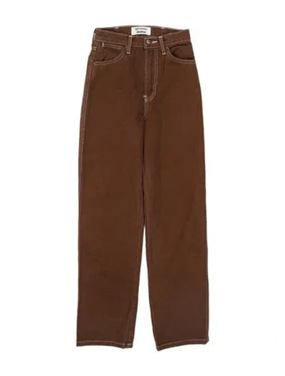Pre-owned Reformation Straight Leg Pants In Brown
