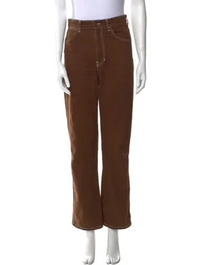 Pre-owned Reformation Straight Leg Pants In Brown