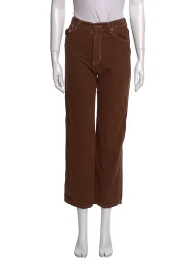 Pre-owned Reformation Straight Leg Pants In Brown