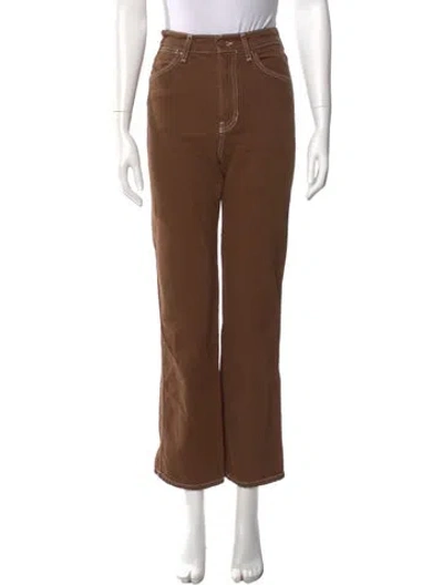 Pre-owned Reformation Straight Leg Pants In Brown