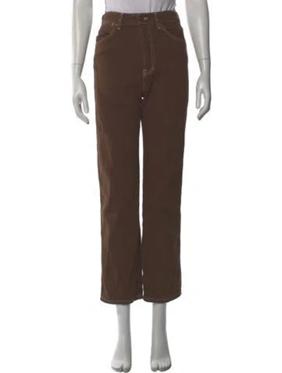 Pre-owned Reformation Straight Leg Pants In Brown