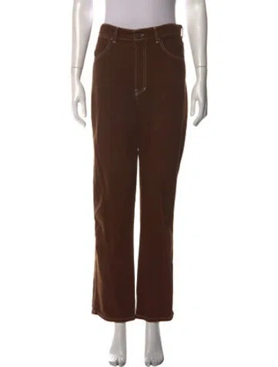Pre-owned Reformation Straight Leg Pants In Brown