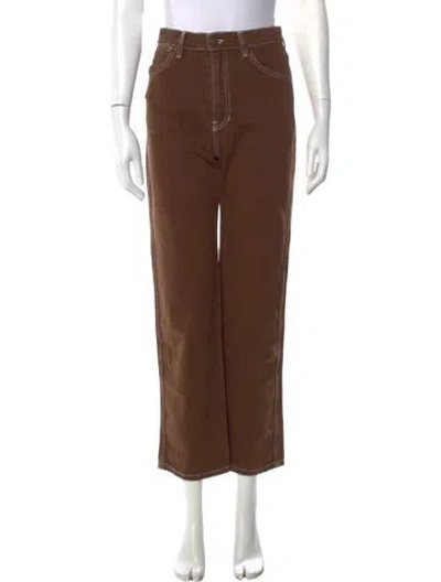 Pre-owned Reformation Straight Leg Pants In Brown