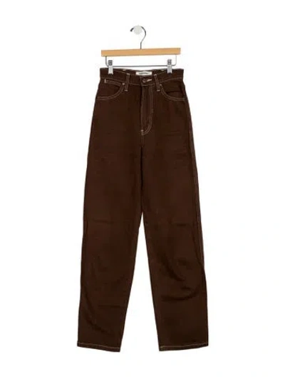 Pre-owned Reformation Straight Leg Pants In Brown