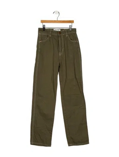 Pre-owned Reformation Straight Leg Pants In Green