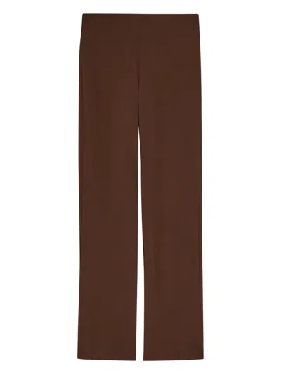 Reformation Gale Straight-leg Crepe Trousers In Brown