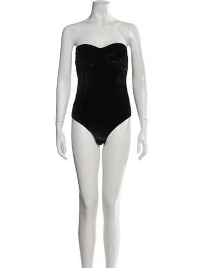 Pre-owned Reformation Strapless Bodysuit In Black