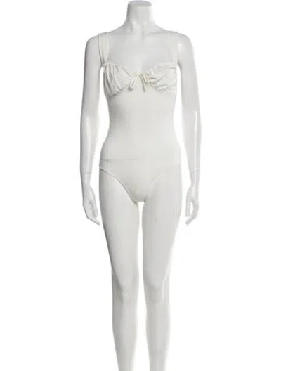 Pre-owned Reformation Strapless Bodysuit In Neutral