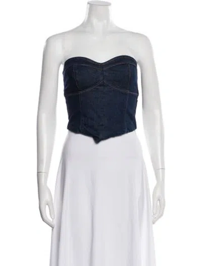 Pre-owned Reformation Strapless Crop Top W/ Tags In Blue
