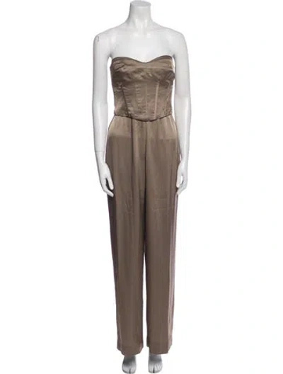 Pre-owned Reformation Strapless Jumpsuit In Brown